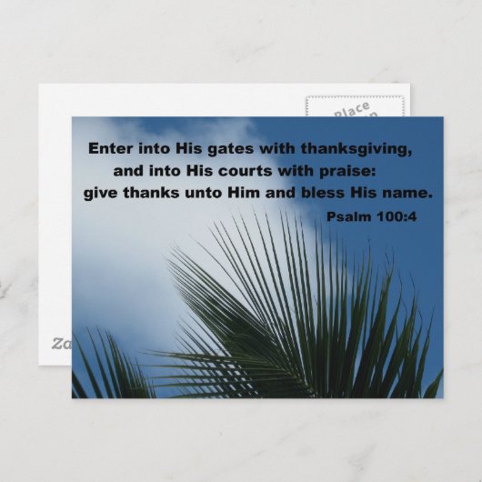 Psalm 100:4 Treten in Seine Tore ... Postkarte (Vorne/Hinten)