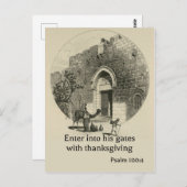 Psalm 100:4 vor dem Hintergrund der Mauern von Jer Postkarte (Vorne/Hinten)