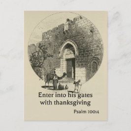 Psalm 100:4 vor dem Hintergrund der Mauern von Jer Postkarte