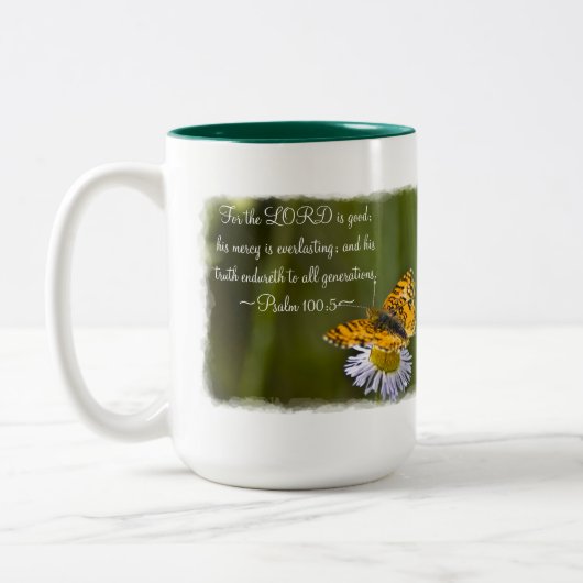 Psalm 100:5 zweifarbige tasse (Links)