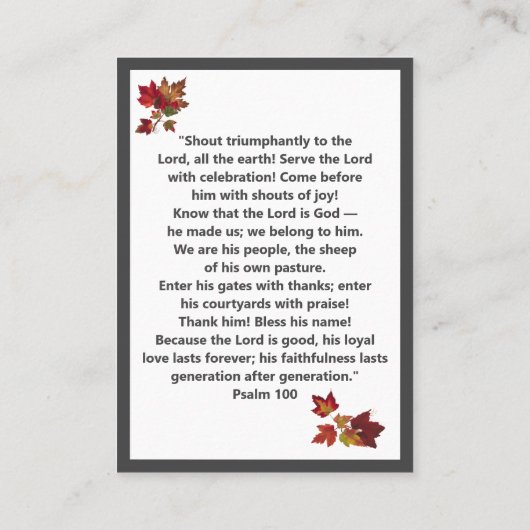 Psalm 100 Thanksgiving Prayer Card Platzkarte (Rückseite)