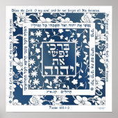 Psalm 103 Hebräisch Englisch Imitate Papercut Blue Poster (Vorne)