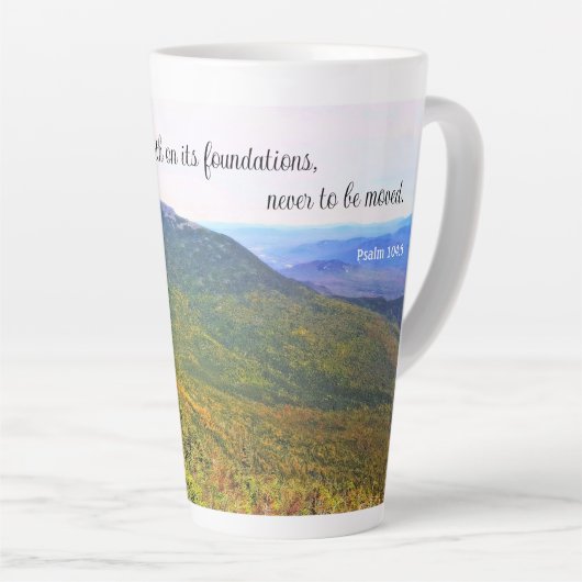 Psalm 104:5 Latte-Tasse Milchtasse (Rechte Ecke)