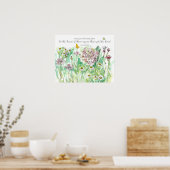 Psalm 105 Scripture Pink Flowers Christian Art Poster (Küche)