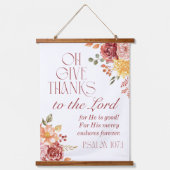 Psalm 107:1 Danke an den Fall Lord Floral Wandteppich Mit Holzrahmen (Vorderseite)