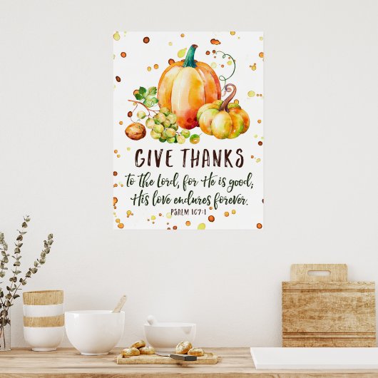 Psalm 107:1, Danke Fall Poster (Küche)