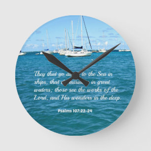 Psalm 107:23-24 They that go down to the Sea... Runde Wanduhr