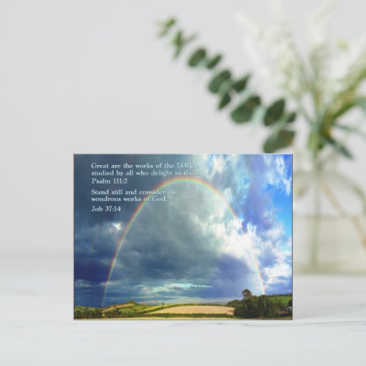 Psalm 111:2 Regenbogen Postkarte (Stehend Vorderseite)