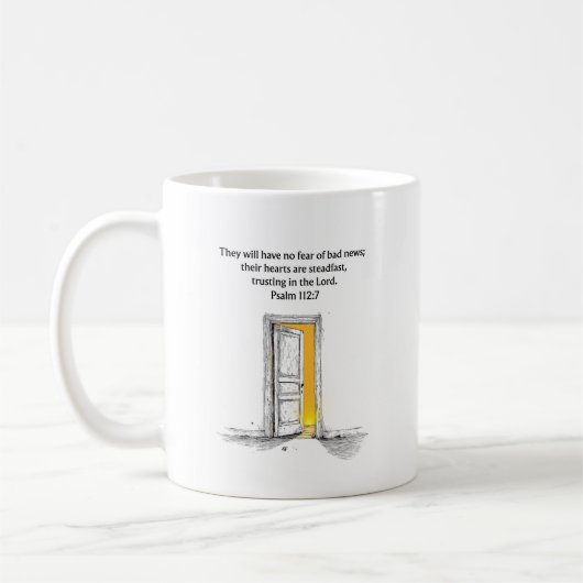 Psalm 112:7 Bibelvers christlicher Geschenkbecher Kaffeetasse (Links)