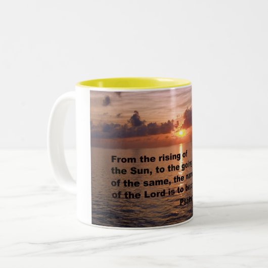 Psalm 113:3 zweifarbige tasse (Vorderseite Links)