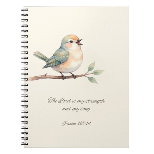 Psalm 118:14 mit Vogel Notizbuch Notizblock (Vorderseite)