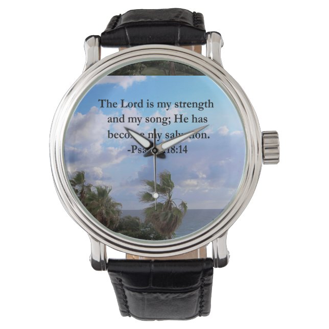 PSALM 118:14 SERENE OCEAN FOTO DESIGN ARMBANDUHR (Vorderseite)
