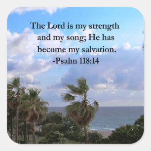 PSALM 118:14 SERENE OCEAN FOTO DESIGN QUADRATISCHER AUFKLEBER