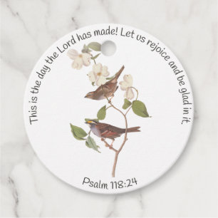 Psalm 118:24 Bibelverse und Sparrow-Paar Geschenkanhänger