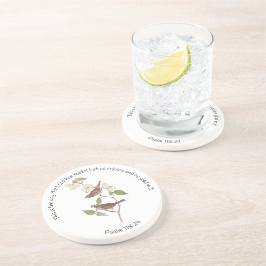 Psalm 118:24 Bibelverse und Sparrow-Paar Getränkeuntersetzer (Seite)