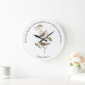 Psalm 118:24 Bibelverse und Sparrow-Paar Große Wanduhr (Zuhause)