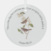 Psalm 118:24 Bibelverse und Sparrow-Paar Ornament Aus Glas (Vorderseite)