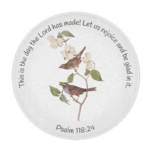 Psalm 118:24 Bibelverse und Sparrow-Paar Schneidebrett