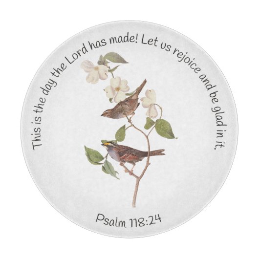 Psalm 118:24 Bibelverse und Sparrow-Paar Schneidebrett (Vorderseite)