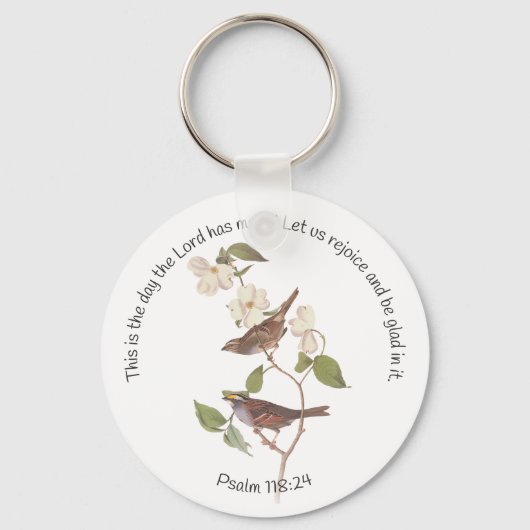 Psalm 118:24 Bible Verse and Sparrow Pair Patch Schlüsselanhänger (Vorderseite)