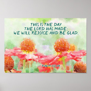 Psalm 118:24 Dies ist der Tag, Aquarell-Blume Poster
