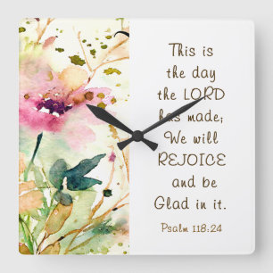 Psalm 118:24 Dies ist der Tag des Herrn Made Bible Quadratische Wanduhr