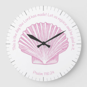 Psalm 118,24 Dies ist der Tag mit Muschelschale Große Wanduhr