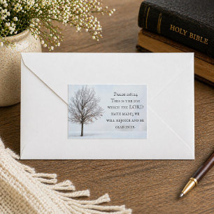 Psalm 118:24 Dies ist der Tag Winterbaum Rechteckiger Aufkleber