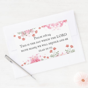 Psalm 118:24 Dieser ist der Tag Rosa Floral Rechteckiger Aufkleber