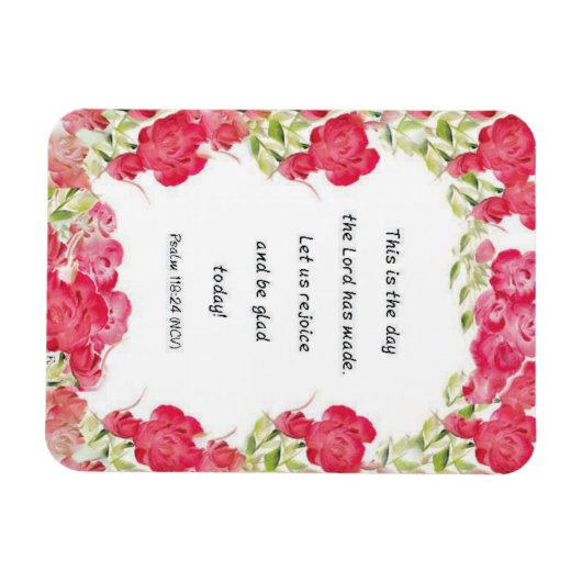 Psalm 118:24 Rote Rose Magnet (Horizontal)