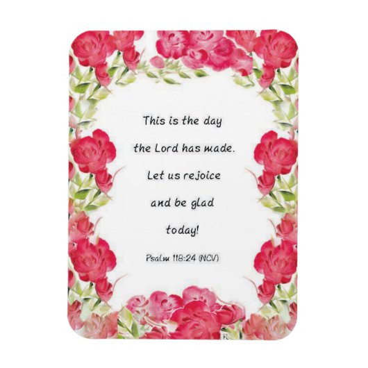 Psalm 118:24 Rote Rose Magnet (Vertikal)