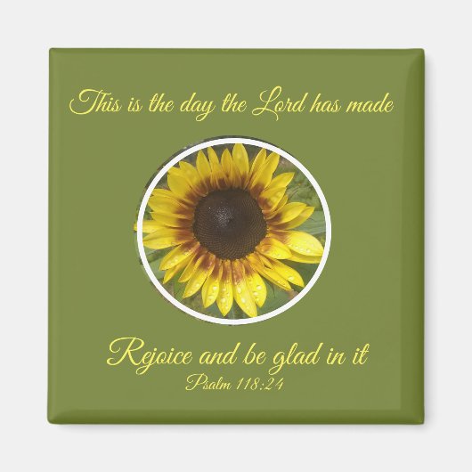 Psalm 118:24-Schrift Sonnenblume Magnet (Vorne)