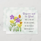 Psalm 118:24 This is the Day, Inspirational Floral Postkarte (Vorne/Hinten)