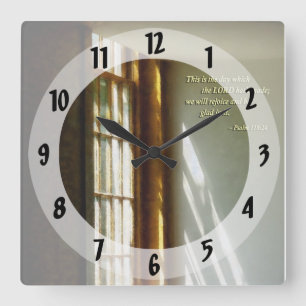 Psalm 118 24 This is the day which the LORD hath m Quadratische Wanduhr