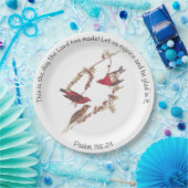 Psalm 118:24 und Three Red Birds Classic Round Sti Pappteller (Party)