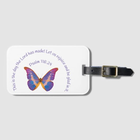 Psalm 118:24 und Wasserfarbenschmetterling Gepäckanhänger (Vorderseite (Horizontal))