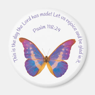 Psalm 118:24 und Wasserfarbenschmetterling Magnet