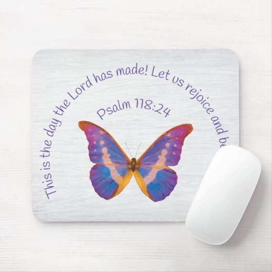 Psalm 118:24 und Wasserfarbenschmetterling Mousepad (Mit Mouse)