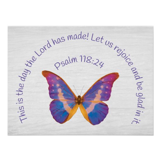 Psalm 118:24 und Wasserfarbenschmetterling Poster (Vorderseite)