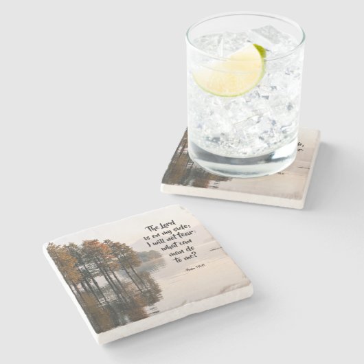 Psalm 118:6 Herr ist auf meiner Seite Ich werde ni Steinuntersetzer (Seitenansicht)