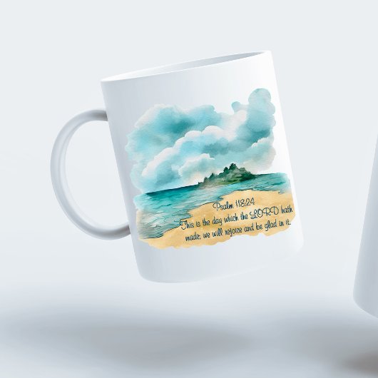 Psalm 118 Tag der Freude Bewölkte Strandszene Kaffeetasse