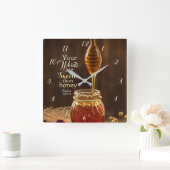 Psalm 119:103 Deine Worte sind süßer als Honig Quadratische Wanduhr (Zuhause)