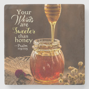 Psalm 119:103 Deine Worte sind süßer als Honig Steinuntersetzer