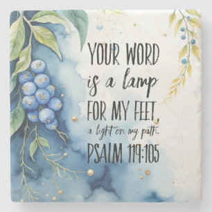 Psalm 119:105 Christliche Verse auf Bild Steinuntersetzer