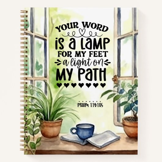 Psalm 119:105 Ihr Wort ist eine Lampe Bibel Verse Notizblock (Vorderseite)