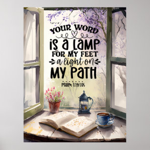 Psalm 119:105 Ihr Wort ist eine Lampe Bibel Verse Poster