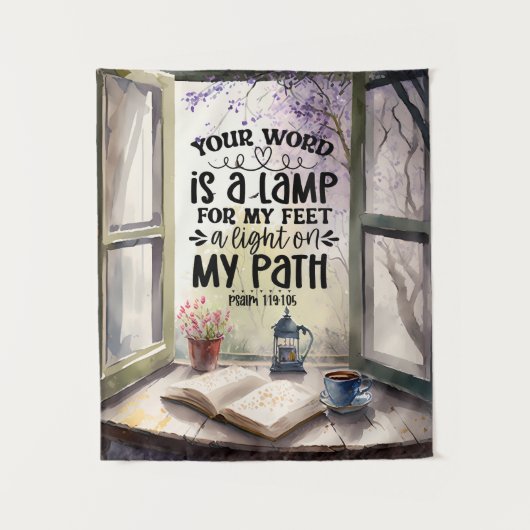 Psalm 119:105 Ihr Wort ist eine Lampe Bibel Verse Wandteppich (Vorderseite)