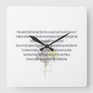 PSALM-11, I took refuge in the Lord, Floral Quadratische Wanduhr