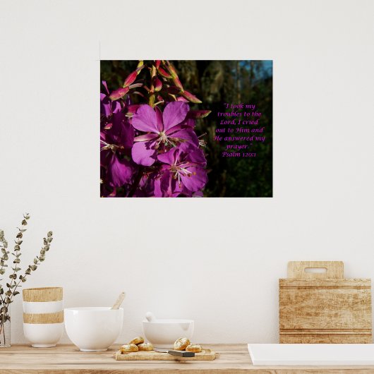 Psalm 120:1 Psalm des Blume-Posters Poster (Küche)