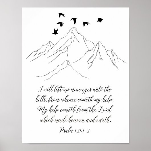 Psalm 121:1-2 Ich werde meine Augen, Schrift, erhe Poster (Vorne)